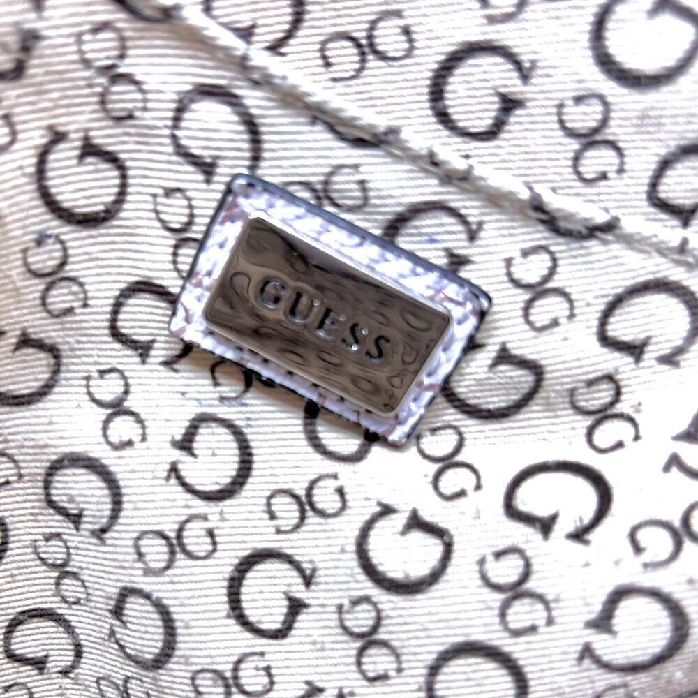 GUESS WHITE & TAN DOUBLE HANDLE HANDBAG SHOULDER PURSE - Picture 9 of 11
